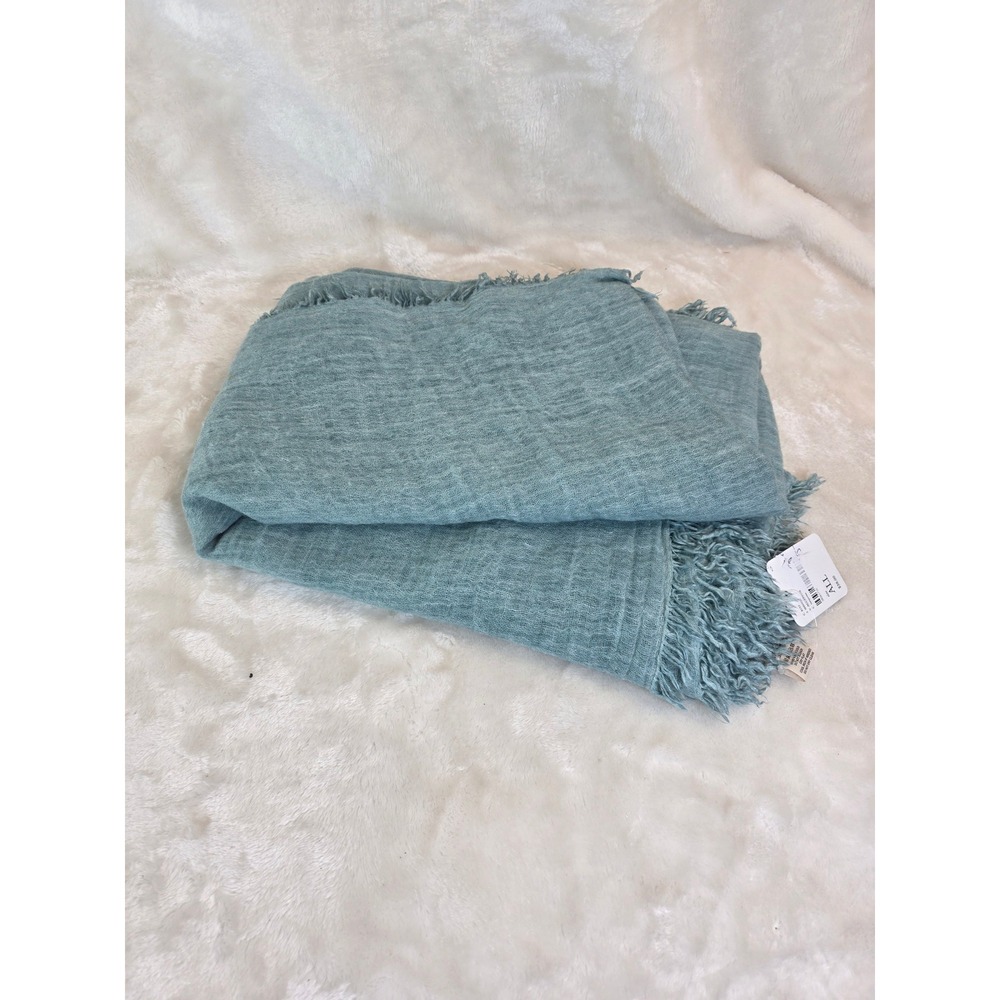 Free People Blue Textured wrap/shawl with Fringe‎